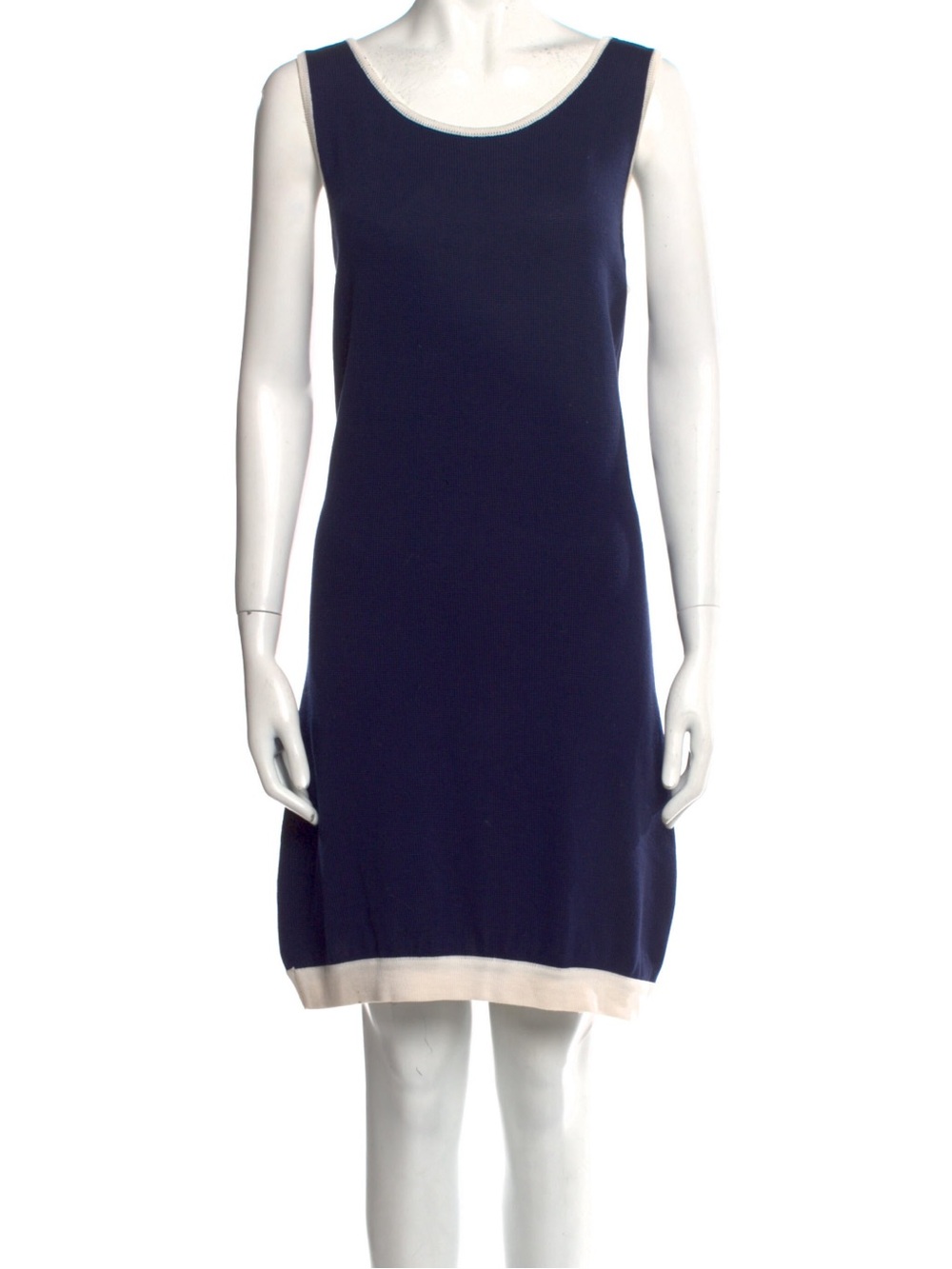 CHANEL  vintage Navy Tank Top with Cream Trim and Gold Button size M